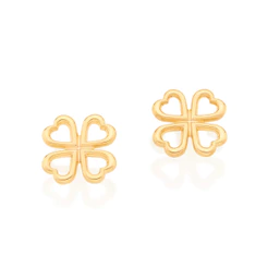 Brinco Rommanel Trevo Quatro Folhas Banhado Ouro - 526477 Original