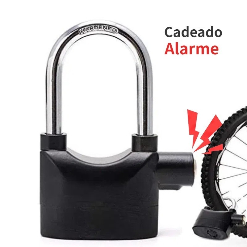 Cadeado com Alarme Sonoro Grande Anti Furto Para Bicicleta Moto Prova De Água Trava