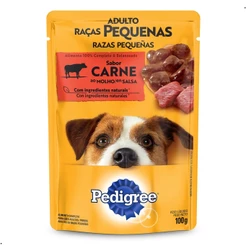 Kit 18 Sachês Pedigree Cães Adulto Raças Pequenas Alimento Úmido Sabor Carne ao Molho 100g