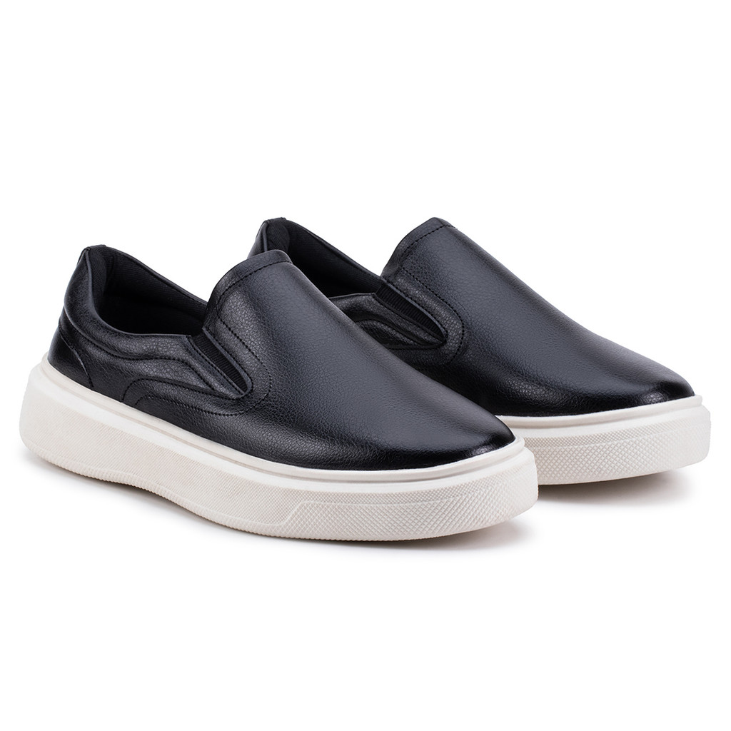 Tênis Slip On Iate Masculino Couro Confortável Calce Fácil