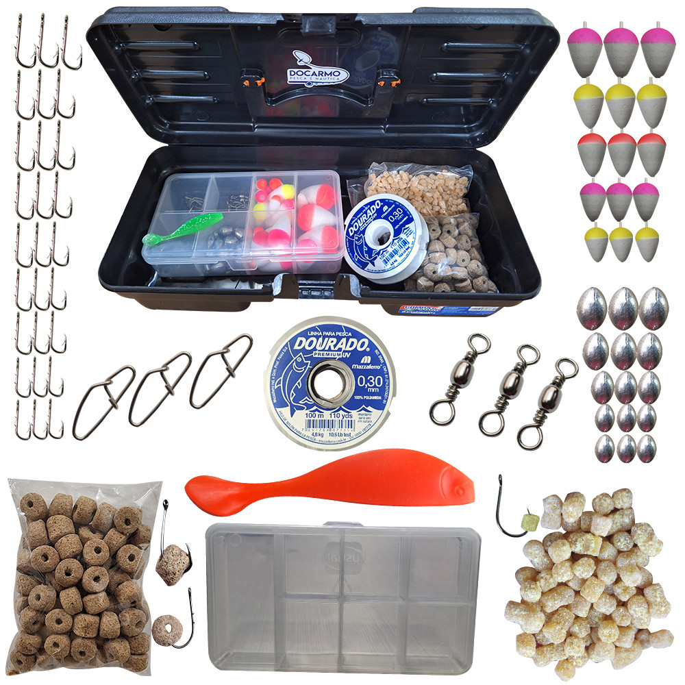 Caixa Maleta Anzol Linha Chumbo Boias Kit Tralha Completo Isca Soft Estojo Organizado