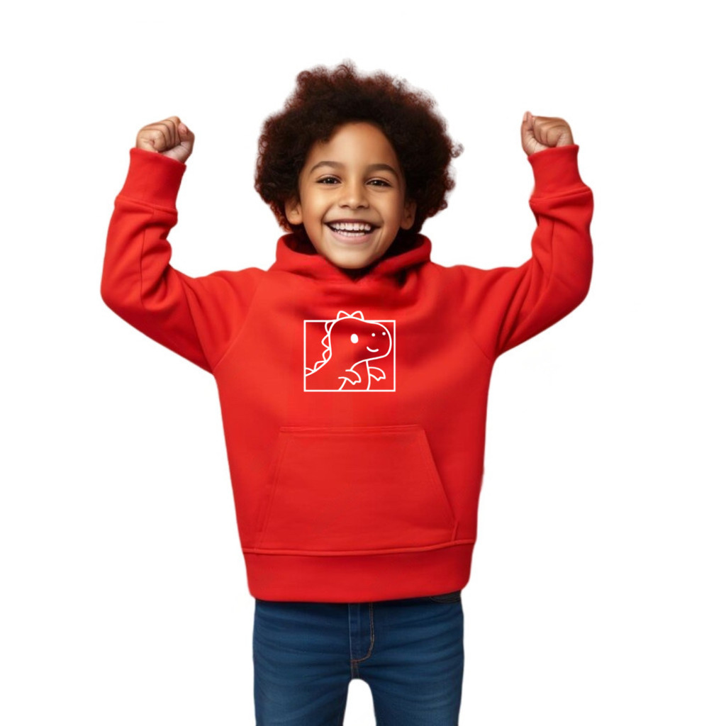 Moletom Infantil Estampado Dinossauro Peluciado Blusa Com Capuz Canguru