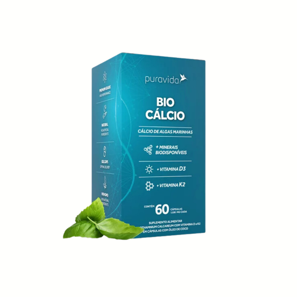Suplemento Bio Calcio + Vitamina D3 + K2 Com 60Caps-Puravida