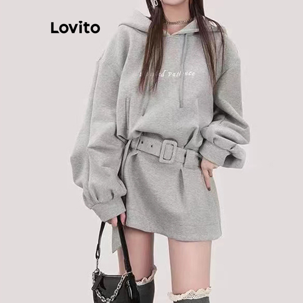 Lovito Vestido Casual Com Estampa Lisa Para Mulheres LNA79215 - Women Clothes