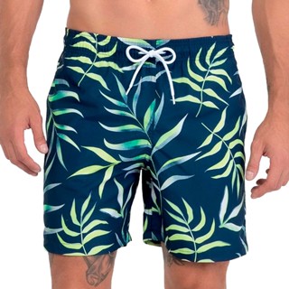 Shorts Estampados Folhagem Praia Adulto Masculino Mash