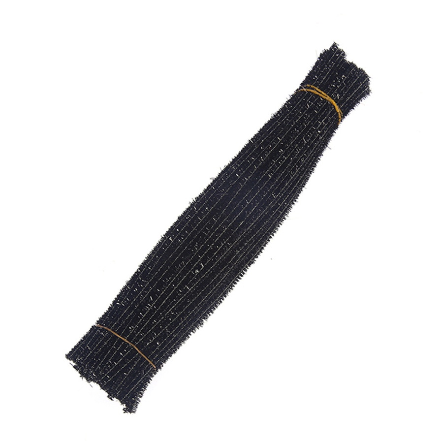 Haste de Chenille Glitter Preto com 30 cm - Arame Flexíveis  - Limpadores de Cachimbo - 100 unidades - Rizzo - Stationery