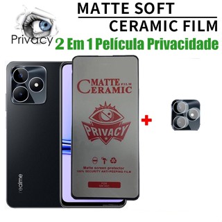 Protetor De Tela 2 Em 1 Anti-Espionagem Película Realme C53 De Cerâmica Macia Mate Privacidade Pelicula Para Realme C53 C55 4G 5G Filme Cerâmico & Câmera Protector