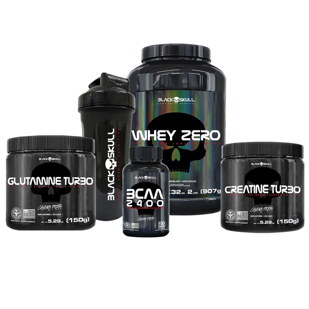 Kit Whey Zero + Bcaa + Glutamina + Creatina + Shaker