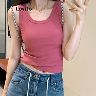Lovito Casual Camiseta Básica Lisa com Gola Redonda para Mulheres LNE20111 (Rosa)