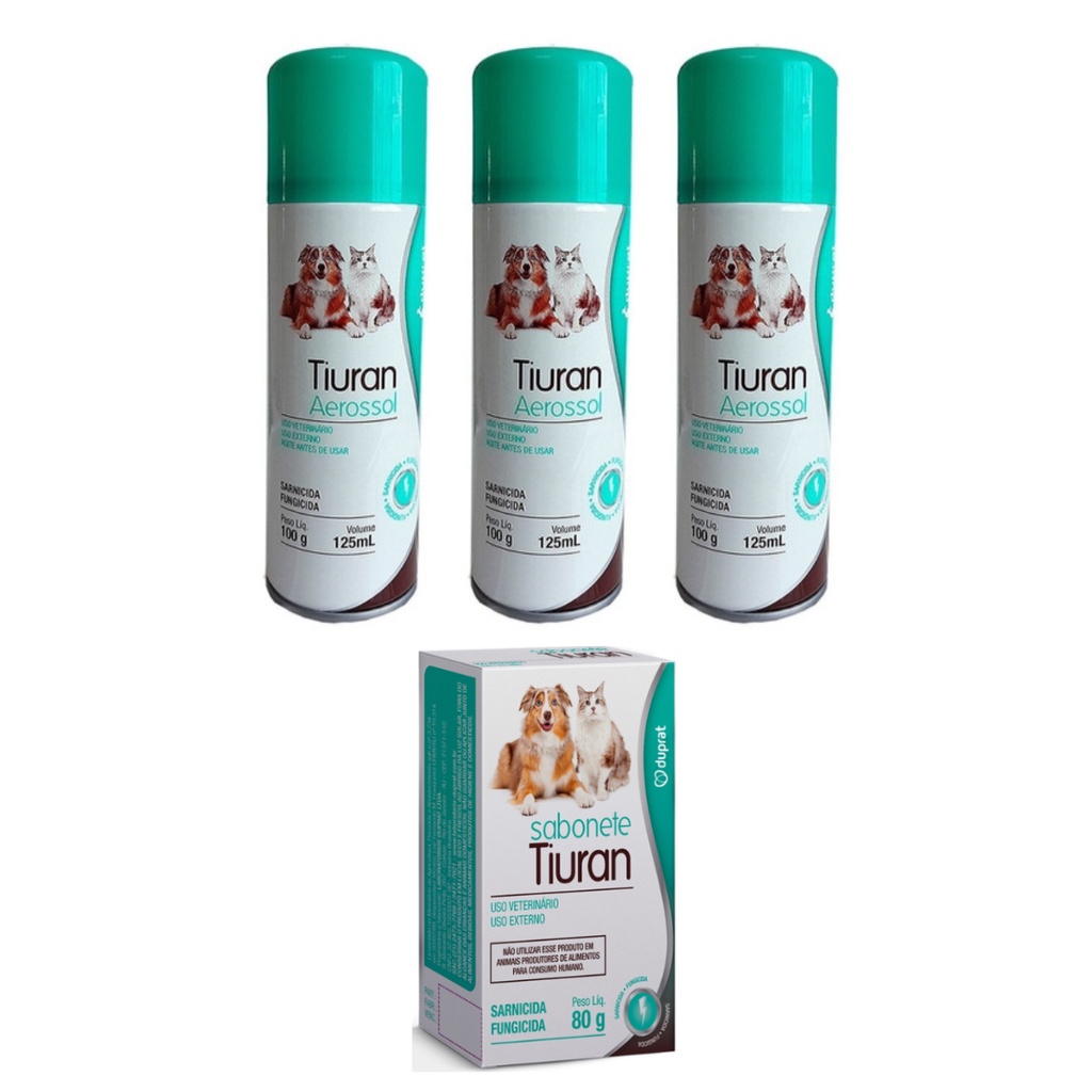 03 Tiuran Aerosol 125ml e 01 Sabonete Tiuran  Duprat em Oferta na Shopee