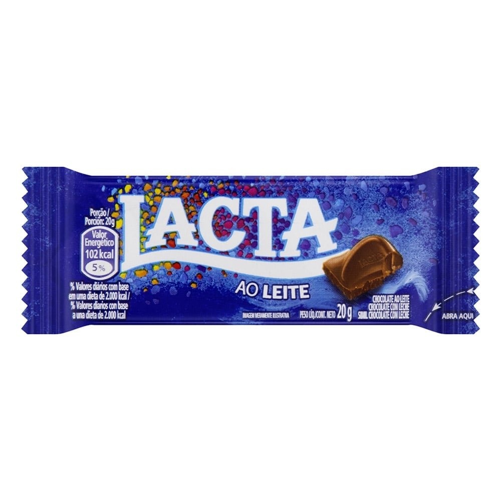 Chocolate ao Leite Lacta 20g - Embalagem com 20 Unidades - Food & Beverages