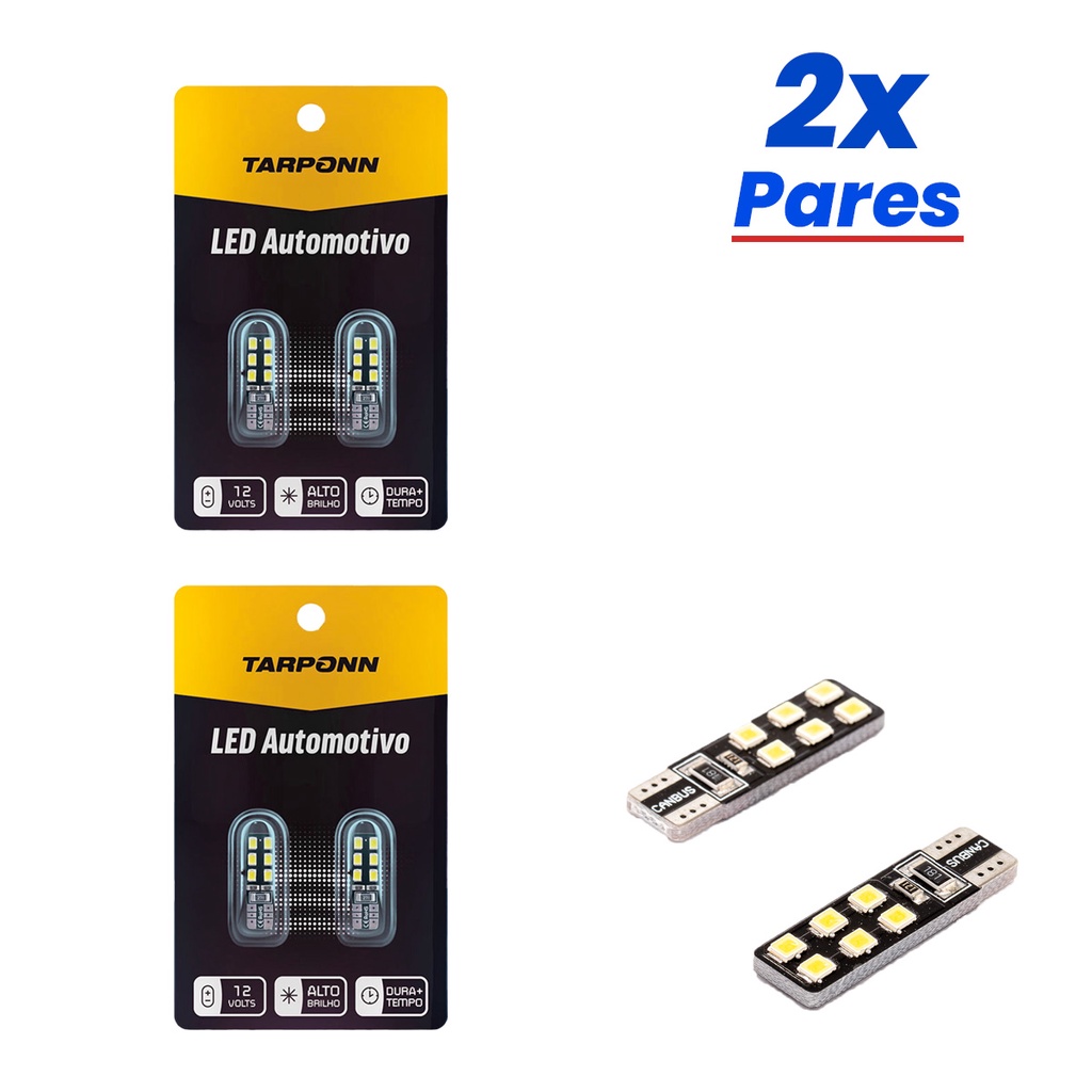 Kit  4 Lâmpadas Led Canbus Farolete T10 Pingo 12 Leds 3528 em Oferta na Shopee