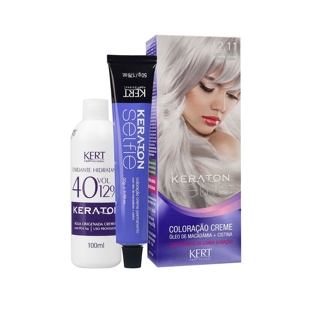 Tintura Keraton Selfie 12.11 Louro Especial Cinza Intenso em Oferta na Shopee