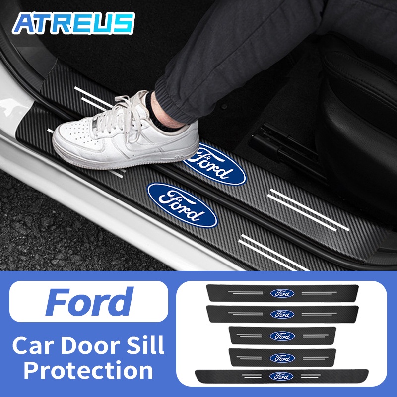 Para Ford Fibra De Carbono Adesivo Protetor De Porta De Carro Auto Threshold Tiras Anti-risco Protetor De Porta-Malas Ford Ka Focus mk2 Ranger new Fiesta Fusion Ecosport Edge