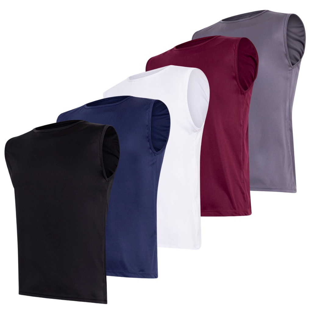 KIT 5 Regatas Masculina tecnologia dry Camisa Básica Treino Academia Anti Suor Anti Odor Proteção UV - Sports & Outdoors