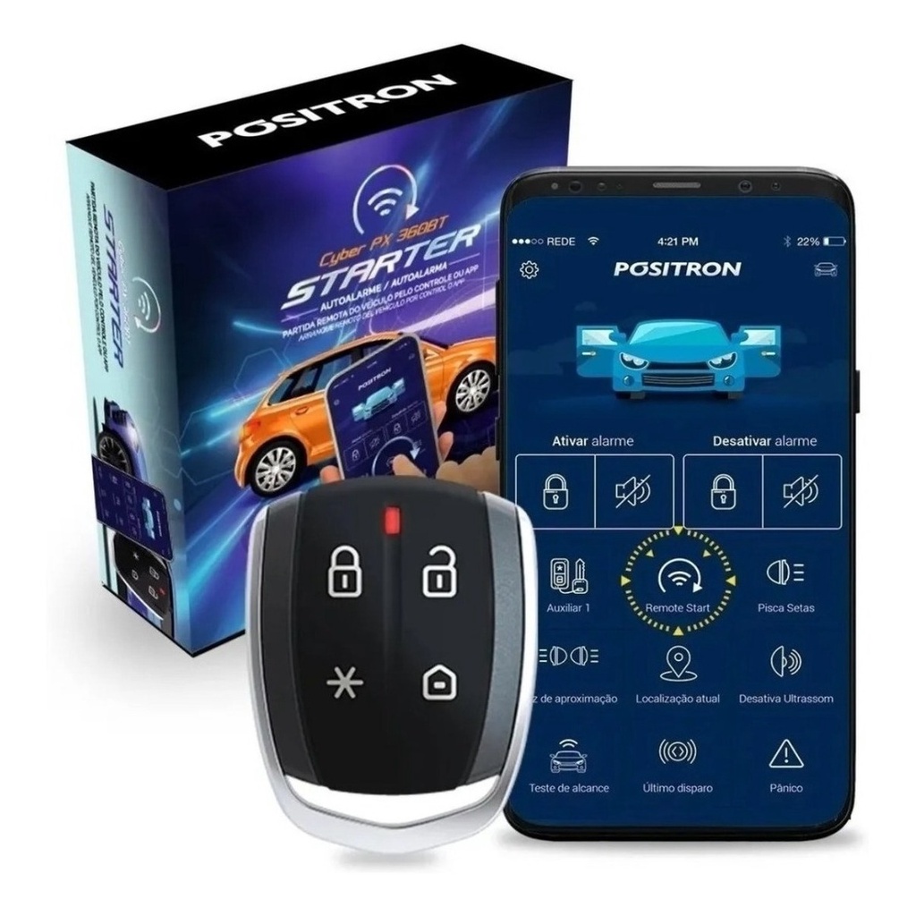 Alarme Automotivo Pósitron PX 360BT Starter Bluetooth Universal Bloqueio e Desbloqueio Via Celular em Oferta na Shopee
