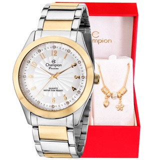Relógio Champion Feminino Analógico Bicolor  Kit Pulseira Berloques Original À Prova d'Água CN29409S em Oferta na Shopee