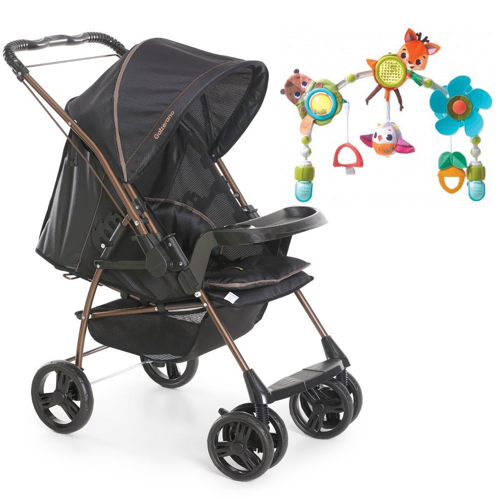 Carrinho de Bebe Milano Rev II Preto Cobre e Arco Musical