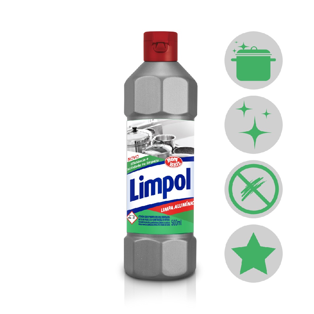 Limpa Aluminio 500Ml Limpol Facilidade Eficiencia Bombril em Oferta na Shopee