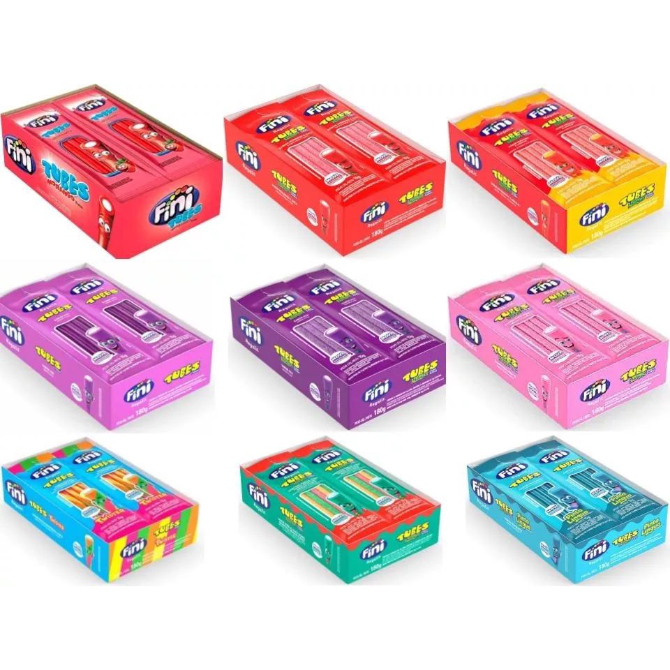 Bala Fini Tubes Regaliz Diversos 15g C/ 12 Unidades - 180g em Oferta na Shopee