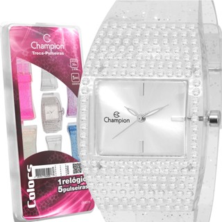 Relógio Champion Feminino Colorido Troca Pulseiras Original