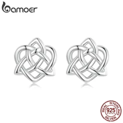Brincos Bamoer 925 Sterling Sliver Earrings Nó Celta Orelha Pinos Jóias Presentes Para Mulheres