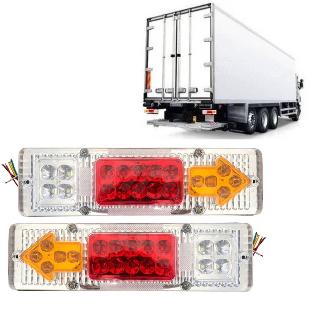 Par Lanterna Traseira Caminhão Carreta Cristal 12V 24V em Oferta na Shopee