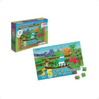 Brinquedo Quebra-Cabeça Fofossauros 100 peças 36x24 cm Cena Cartão Números Educativo Xalingo - 16287 em Oferta na Shopee