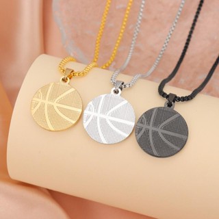 Pingente De Basquetebol De Aço Inoxidável Hip Hop Punk Moda Masculino Colar Titânio Jóias Acessórios