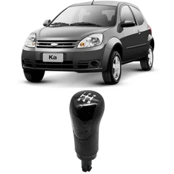 Manopla Bola Câmbio Ecosport 5 Marchas Preto Com Lente Preta