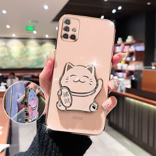 Capa De Telefone À Prova De Choque Para Samsung Galaxy A51 A71 4G A42 M42 A35 5G A31 M51 Bonito 3D Riqueza Gato Suporte em Oferta na Shopee