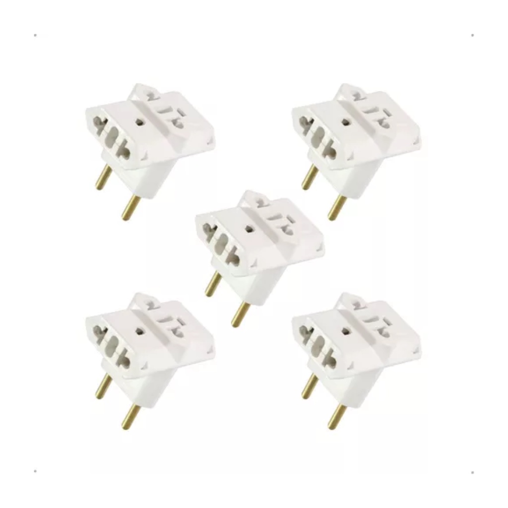 Kit Com 05 Adaptador Pino Universal Tomada Benjamim T
