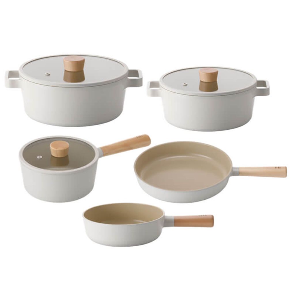 Conjunto de Panelas 5 Peças Fika em Cerâmica para Indução Neoflam Pérola