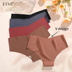 Finetooo Calcinha Sem Costura Para Mulher V Design High Waisted Underwear Lingerie Popular Cor Maillard