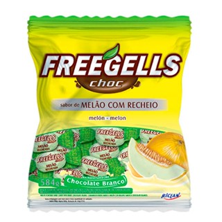 Bala Recheada Melão com Chocolate Branco Sortida Freegells 584gr - Riclan