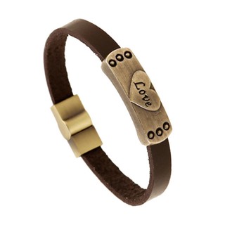 Retro Moda Carta De Amor Masculino LOVE Couro Pulseira Fivela Magnética Acessórios De Jóias