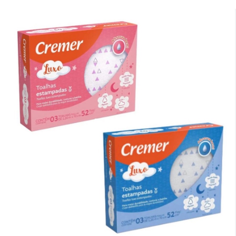 Toalhas Estampadas Infantil Luxo Cremer Com 3 Un - 120x70 cm