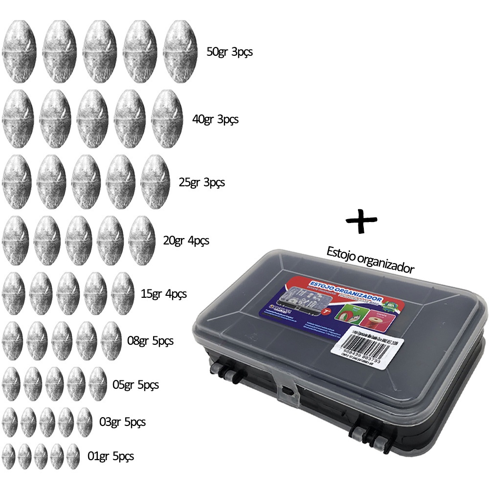 Kit Chumbada De Pesca Oliva Pesos E Modelos Variados em Oferta na Shopee