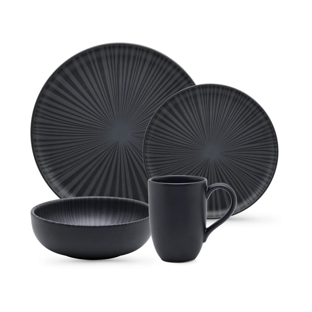 Aparelho de Jantar Lanche Caneca Bowl 16 Peças Flat Ônix Oxford Jogo De Pratos Jantar Preto em Oferta na Shopee