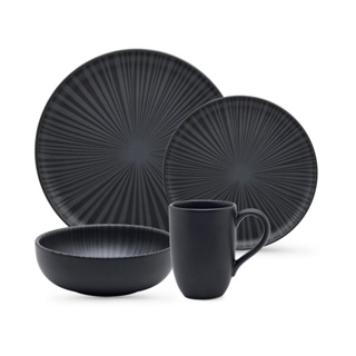 Aparelho de Jantar Lanche Caneca Bowl 16 Peças Flat Ônix Oxford Jogo De Pratos Jantar Preto em Oferta na Shopee