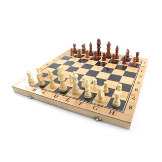 Xadrez Damas Gamão Tabuleiro de Madeira Estojo 3 em 1 40x40