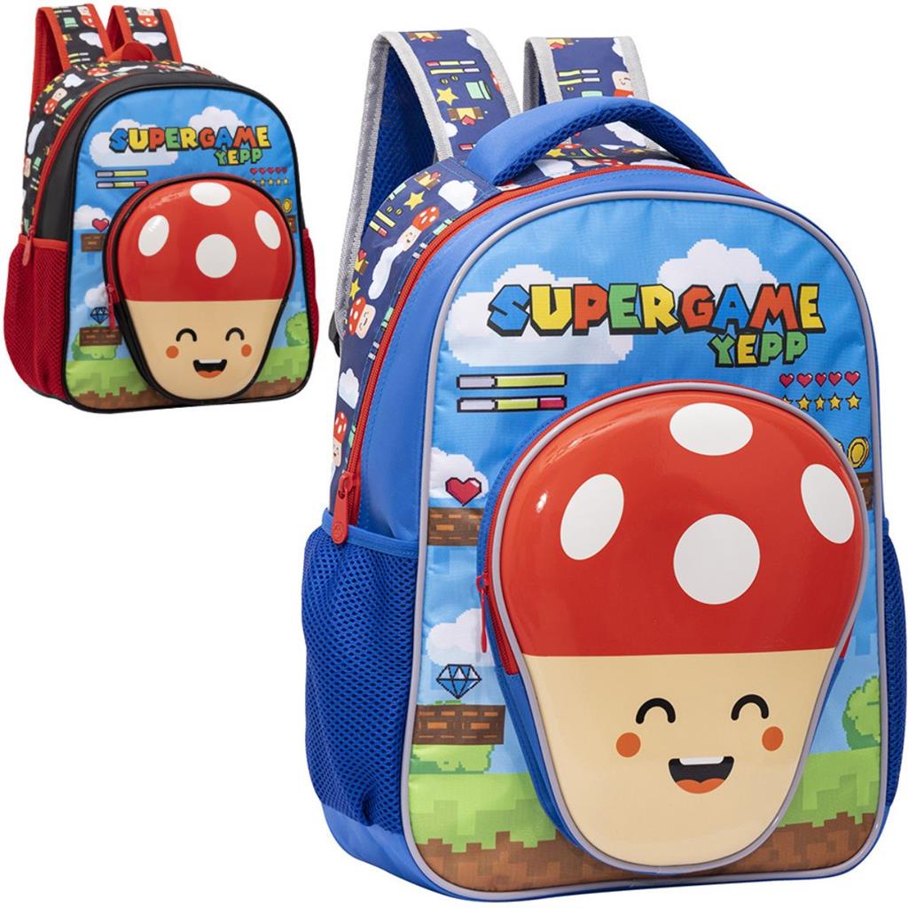 Mochila Costas Escolar Infantil Super Mario Bros Yepp Toad