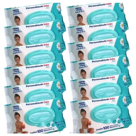 Kit 12 Toalha Umedecida Plus Baby 100 Unidade Personalidade