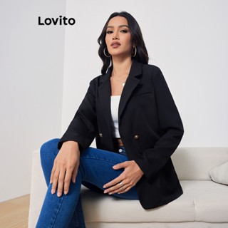 Lovito Blazer Casual Liso De Botão Duplo Para Mulheres LBL07139