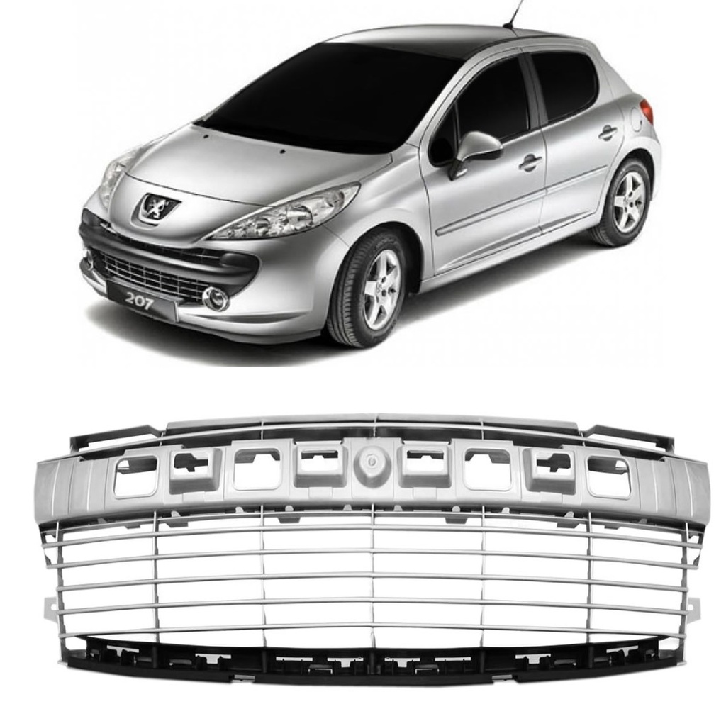 Grade Dianteira Peugeot 207 2008 2009 2010 2011 2012 Prata em Oferta na Shopee