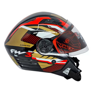 Capacete Moto X Open Up Fox Dourado com Vermelho Tamanho 56 Viseira Espessura 2mm FW3 em Oferta na Shopee