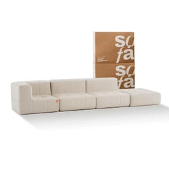 Sofá 3 lugares Modular - Sofá na Caixa em Boucle com 4 Módulos 3,44m - 1 Braço
