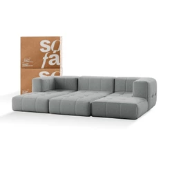 Sofá 3 lugares Modular com 3 Apoios (Puff) - Sofá na Caixa em Boucle com 6 Módulos 2,58m - 2 Braços