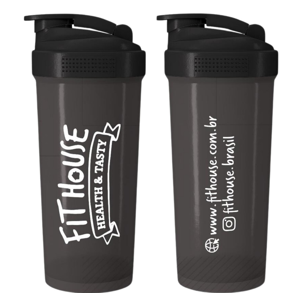 Coqueteleira Fit House 600ml Estampada - Preta — imagem 2 de 2