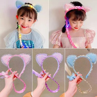 Tiara Trança Brilante Led Com Orelhas De Gato Princesa em Oferta na Shopee